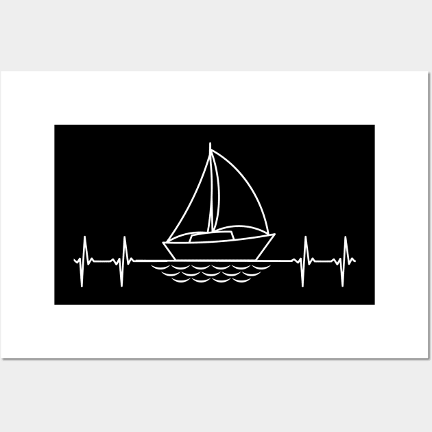 Sailing - Heartbeat & Sailboat - Dark Prods Wall Art by SwishMarine